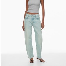 RE/DONE Women's Wide Taper Jean Mid-Rise Bowed Leg Ranch Water 29