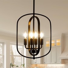 Black Chandelier for Dining Room Light Fixture, Modern Farmhouse Chandelier f...