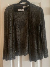 Chico's Travelers set of Jacket and Tank Top size 1 Slinky Knit Paisley Black