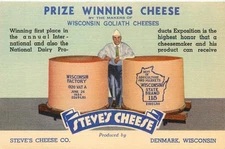 Linen Roadside Advertising Postcard Steve's Cheese Company Denmark WI