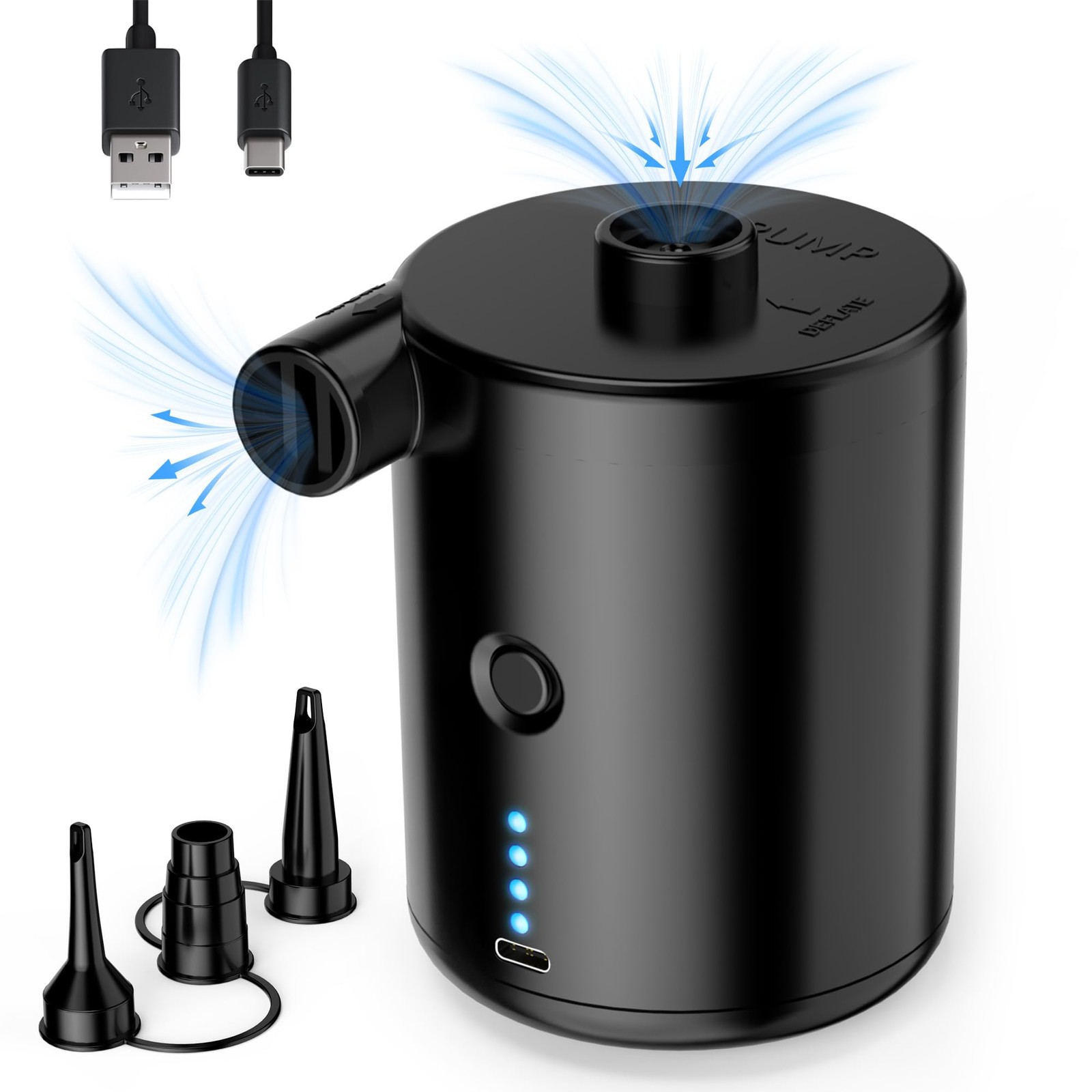 Air Pump for Inflatables, Rechargeable Air Pump, Black Porta