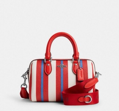 COACH Mini Rowan Crossbody Shoulder Bag with Stripe Print CT805