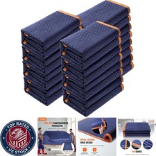 Eco-Friendly Moving Blankets - 80" x 72", 12 Heavy-Duty Packs for Safeguarding
