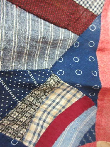 Antique 1910's Top Crazy Quilt Blocks Double Pinks Indigos Sashing from 1990's - Picture 10 of 14