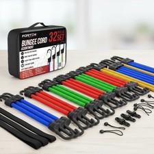 Complete 32-Piece Bungee Cord Set: 10" to 40" Sizes with Hooks for Easy Storage
