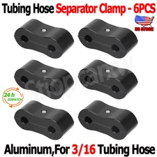 3/16 Brake Tubing Hose Separator Clamp Aluminum Black Dual Hose Clamps Set of 6