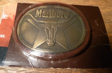 Vintage 1987 Marlboro Solid Brass Longhorn Belt Buckle Sealed Package