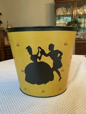 Vintage Cardboard Sillouette Trash/Garbage Can Victorian Primative Couple RARE