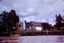 OCT 1966 River Scene Temple Thailand Kodachrome  Slide CL-G
