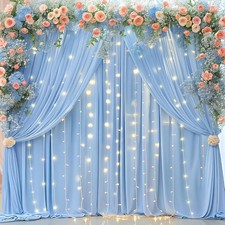 Blue Backdrop Curtains with Lights for Parties10x10FT Wrinkle Free Polyester ...