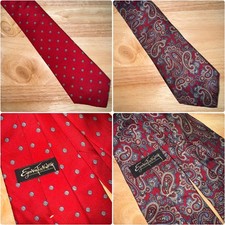 LOT of 2 Egon Von Furstenberg Men's Ties Made in USA Red Floral Paisley