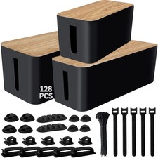 128PCS Cable Management Kit - 3 Pack Wire Organizer, Cord Hider Box for Home  O