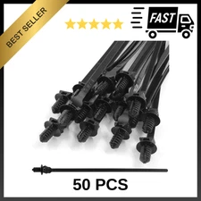50 Pcs Black Nylon Push Mount Cable Zip Ties, 205mm Fir Tree Mount Fasteners NEW