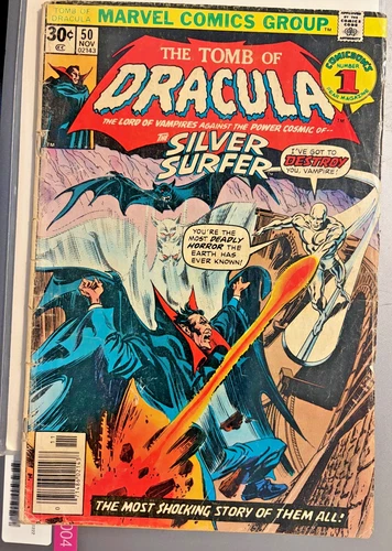 VTG 1976 Tomb of Dracula #50; -Silver Surfer vs Dracula. Classic Marvel Horror