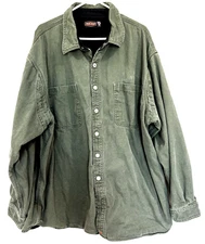 Vintage Jesse James Heavyweight Lined Biker Workwear Snap Green Flannel 3XL 