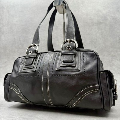 Coach Soho Schwarz Leder Mini Boston Handtasche Schultertasche Umhängetasche ...