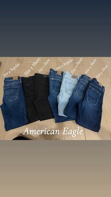 American Eagle Women's Denim Jeans Lot, Sizes 2 Short, 2 & 4 Regular, Blue Black