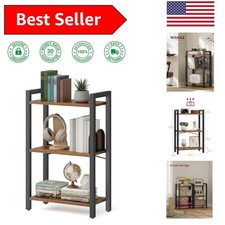 Industrial 3-Tier Bookshelf in Rustic Brown - Space-Saving Bookcase Design