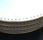 2 POTTERY BARN 12” Plates vintage NEW TRADITIONS white w rim of gold stars — photo 4