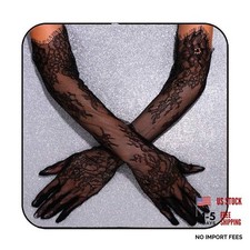 Finger Lace Gloves White Long Tulle Wedding Gloves Bridal One Size Black