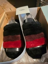 UGG Fluff Yeah Slide Women's Slippers Black Red Size 5