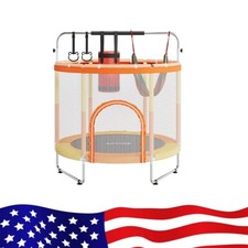 55" Trampoline for Kids with Enclosure, 440lbs Capacity Trampoline Indoor Outdoo