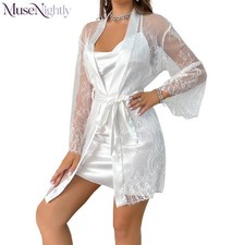 Sexy Lingerie Mini Dress Babydoll Sleepwear Set Nightdress Lace Robe