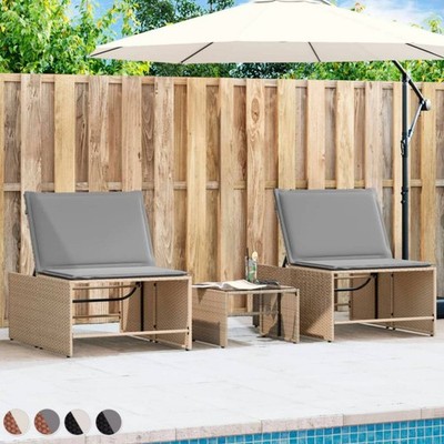 2 Stk.Sonnenliegen mit Tisch Gartensofa Gartenliege Liegestuhl Gartenmöbel Neu