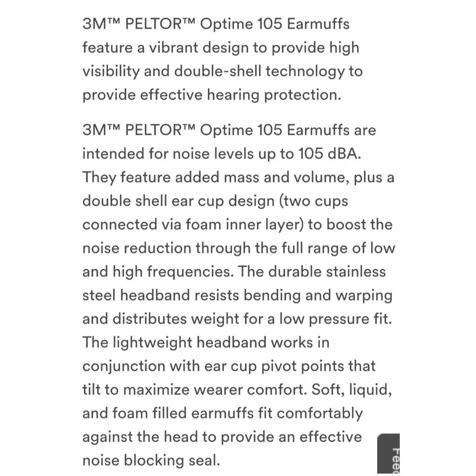 3M Peltor H10B Optime 105 Behind the Head Earmuff Noise Reduction Hearing 29dB - Image 3 of 4