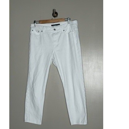 Lauren Ralph Lauren Premier Straight Cropped White Jeans Size 12 Stretch Denim