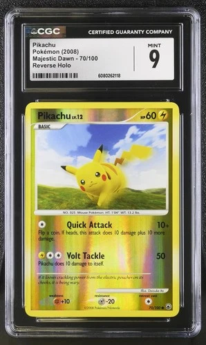 CGC 9 MINT Pikachu 2008 Majestic Dawn 70/100 Reverse Holo Pokemon Card