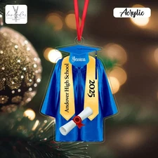 2025 Personalized Graduation Gown Ornament- School Name, Class of [Year]