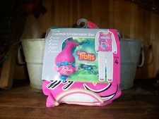 TROLLS GIRLS THERMAL SHIRT AND PANT SET SIZE 4 LONG SLEEVE UNDERWEAR SET PAJAMA