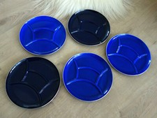 5 SILIT Fondueteller Teller Raclette Antipasti Emaille blau 70er Vintage