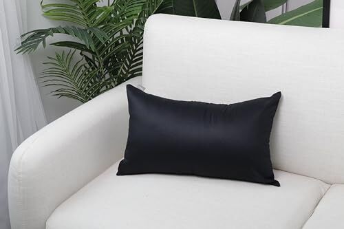 4-Pack 100% Cotton Lumbar Comfortable Solid Decorative 12x20inch/30x50cm Black - Bild 6 von 7