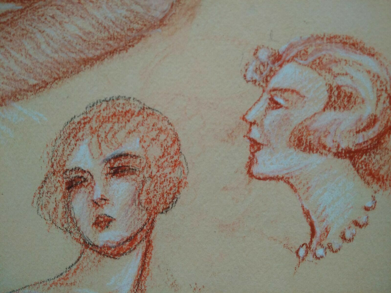 Dessin Original Art Déco Années 1920-1930 - Étude De Nu Femme à La Sanguine - Esquisse Curiosa Authentique