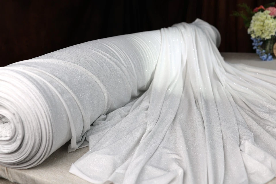 12 Colors Hi Multi Chiffon Fabric - 60" Wide Sheer Fabric Matte White-Black - Image 4 of 4