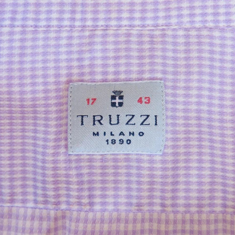 Truzzi Lilac Check Button Down Dress Shirt 29534 Foto 3 de 3