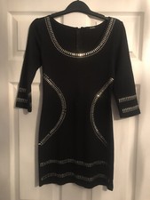 Ladies Stella Black Bodycon Jersey Dress With Rhinestone Detail Size 6