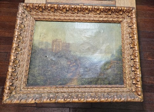 LARGE ORNATE VICTORIAN CARVED WOODEN "26" X "21" PAINTING FRAME w/OLD PICTURE - Picture 3 of 15