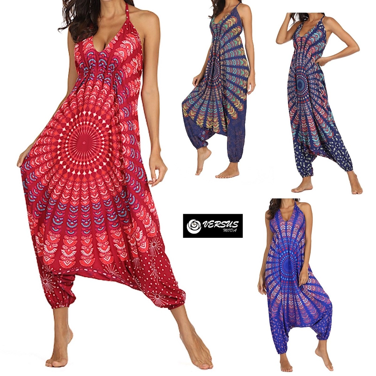 Pantaloni Etnici Tuta Donna Boho Chic Woman Ethnic Jumpsuit