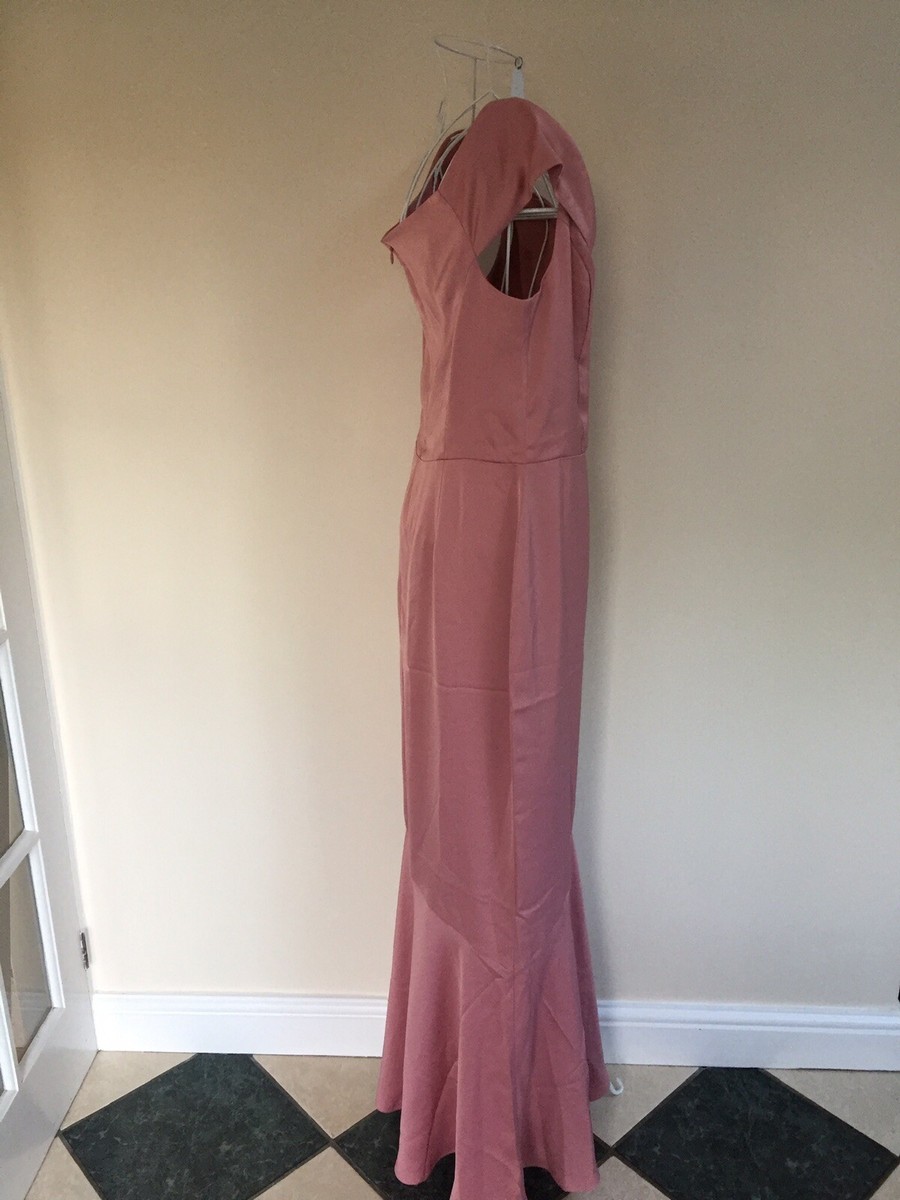 BNWT Oasis Shine Bright Bias Cut Pink Satin Maxi Dress UK 12