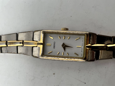 じ*ん様 SEIKO QUARTZ 14K BACK ST.STEEL Ladies Seiko 2520-7479 Two Tone Stainless Steel Rectangular White