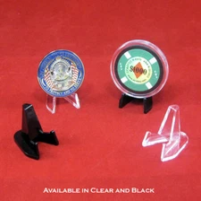 Small Acrylic Easel Display Stands for Challenge Coins&Casino Chips-Choose Qty.