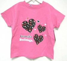 NCAA Georgia Bulldogs Hearts on Pink T-Shirt Style Two Feet Ahead #119