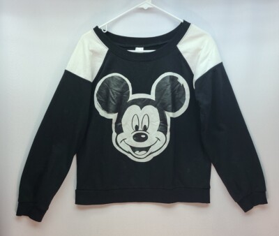 Disney Womens L Black White Mickey Mouse Pull Over Sweater