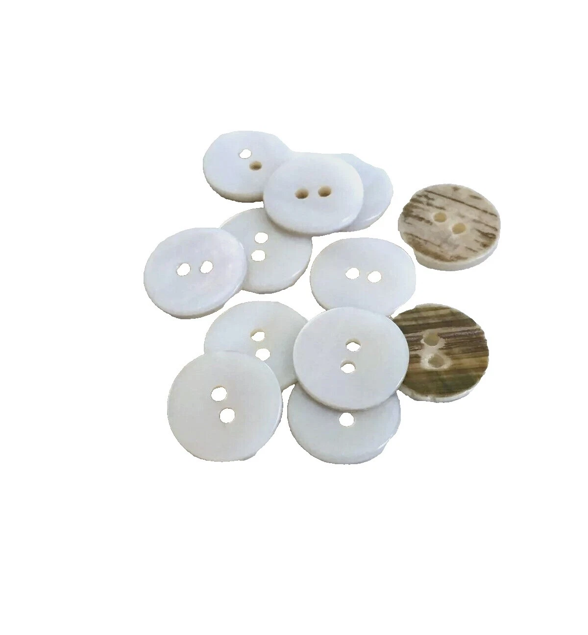 Shell White 2-Hole Flat Button Sewing Buttons