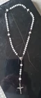 19th Century White Crystal Silver Hallmarked Religious Rosary