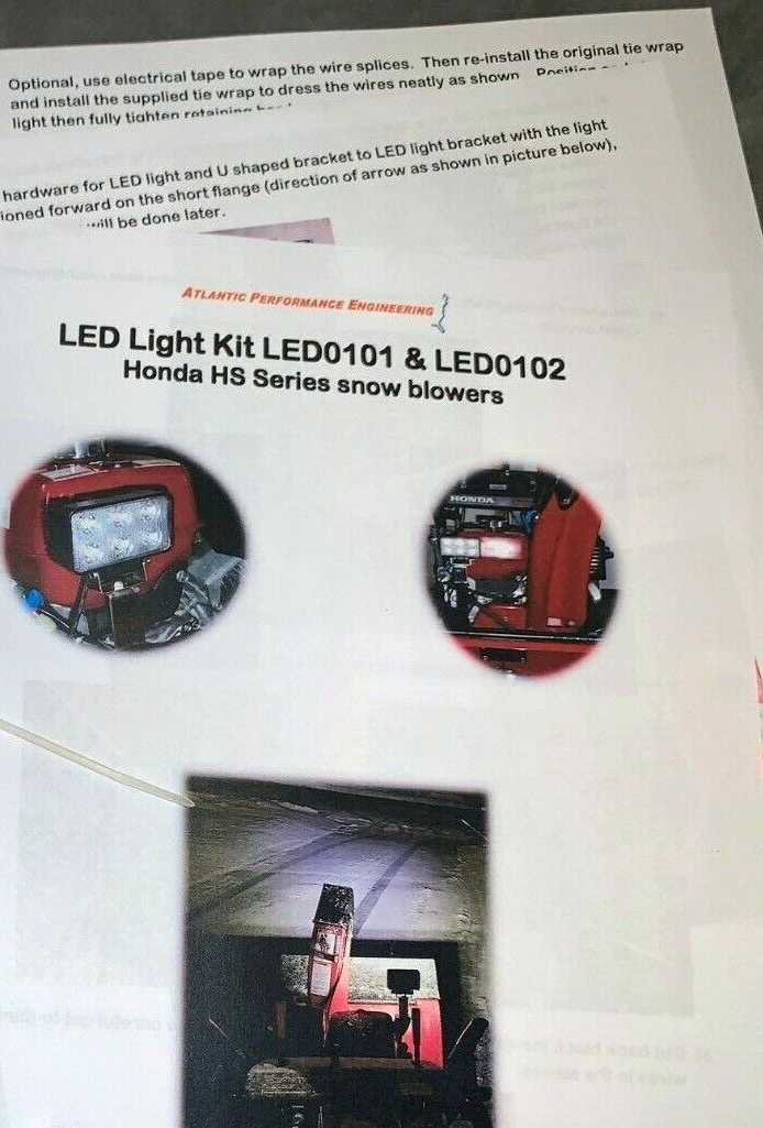 Honda Snow Blower LED LIGHT Deluxe Plug In Kit HS1132 HS1332 HS928 Snowblower | Snow Blowers - Foto 2