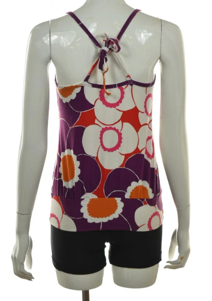 Camiseta sin mangas United Colors of Benetton para mujer talla S púrpura floral correa de espagueti Foto 2 de 4